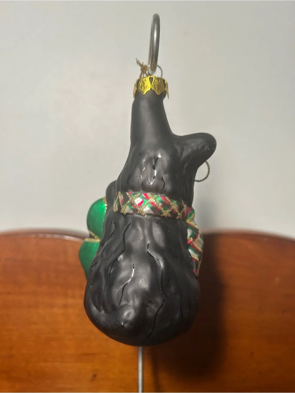 Black Dog with Green Shamrock Holiday Ornament